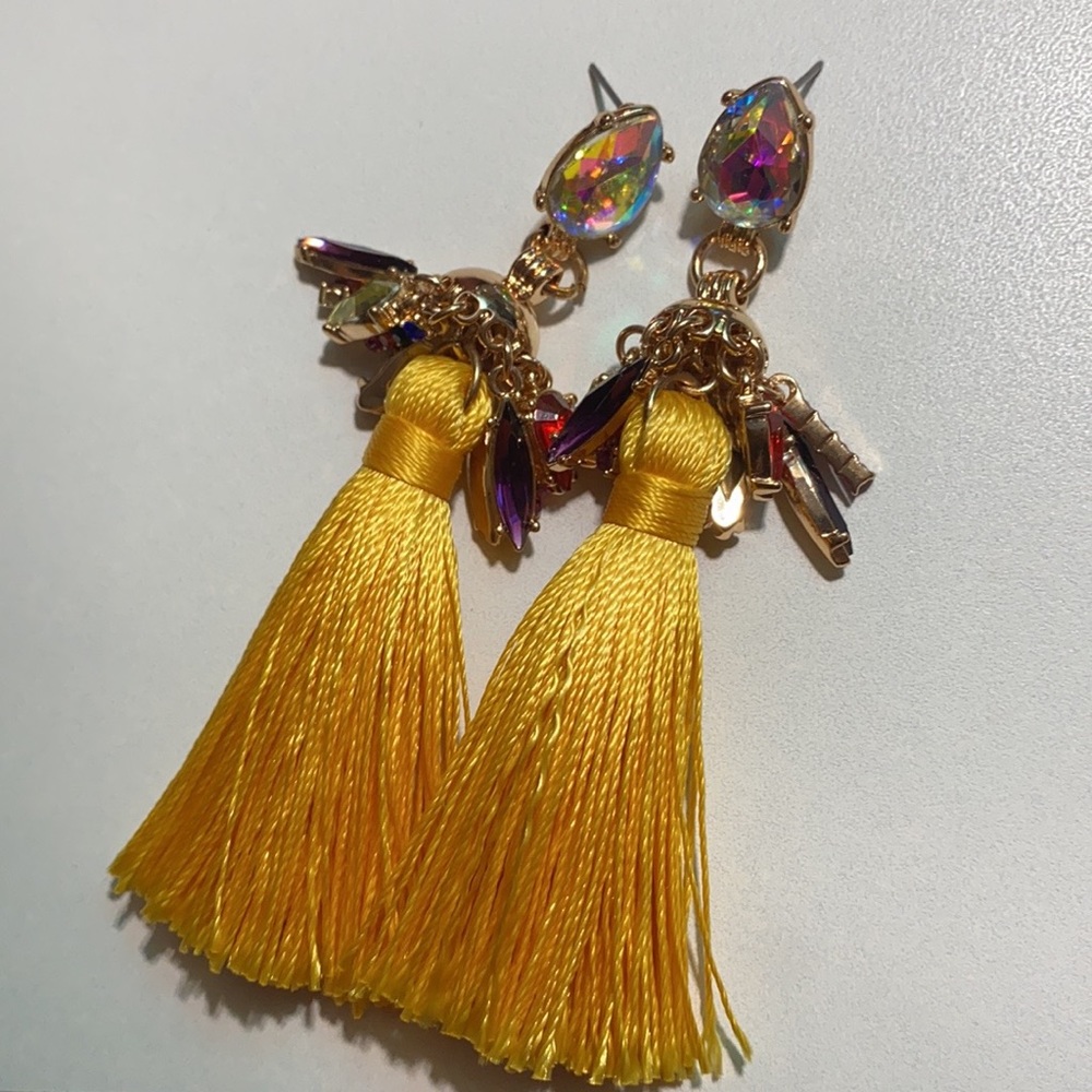 Yellow tassel earrings